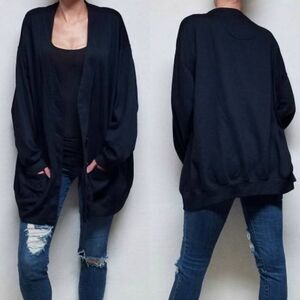 VINTAGE 90s Basic Editions Simple Black Button Down Cardigan 3X